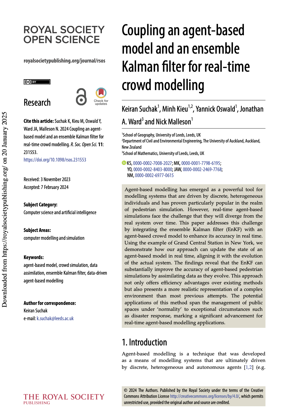 Front page of the published paper