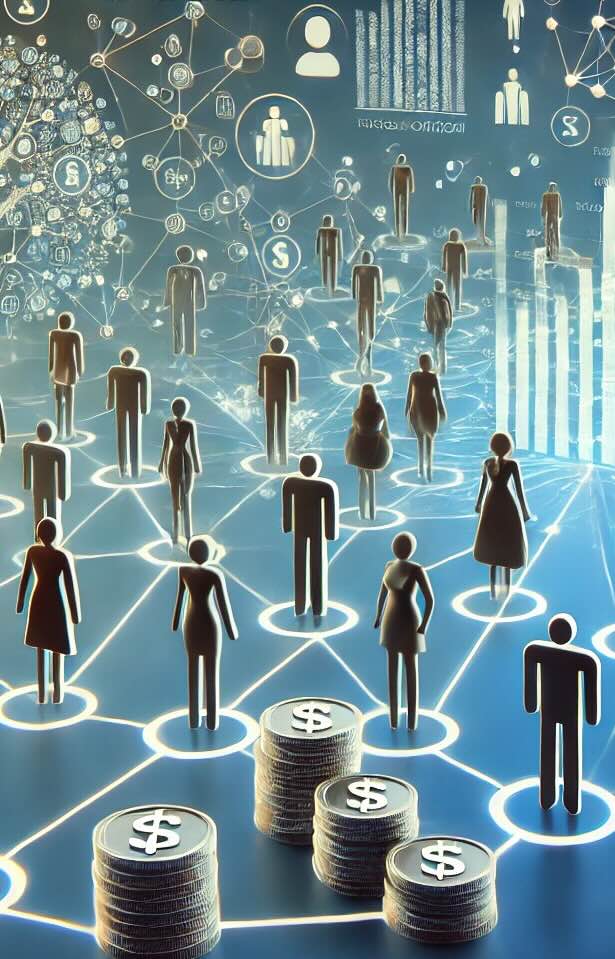 Image to liven up slide showing abstract people and a network