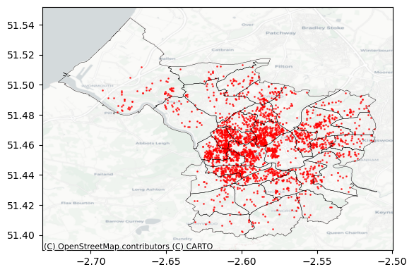 Map of Airbnb locations in Bristol