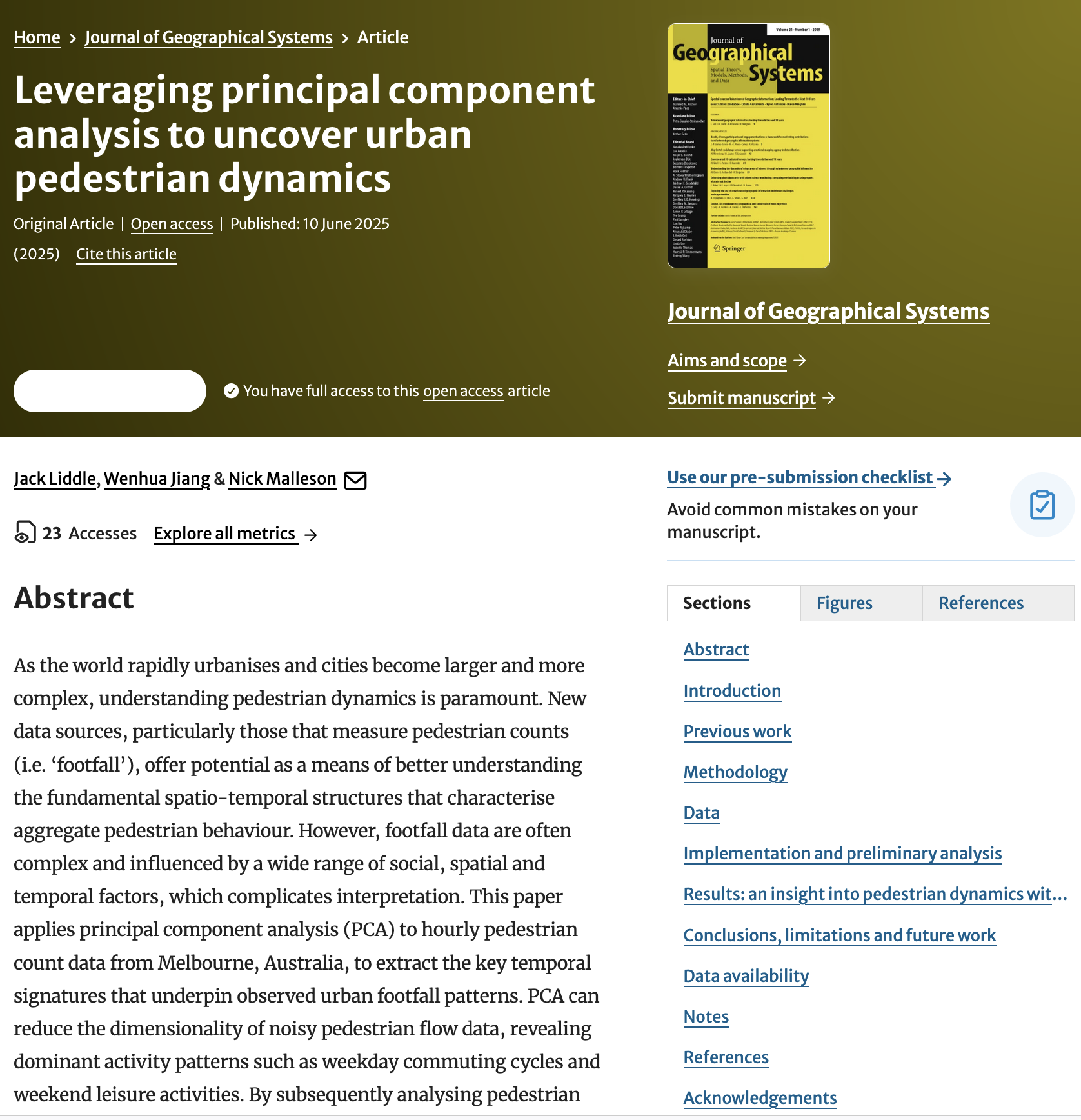 Picture of the journal article front page