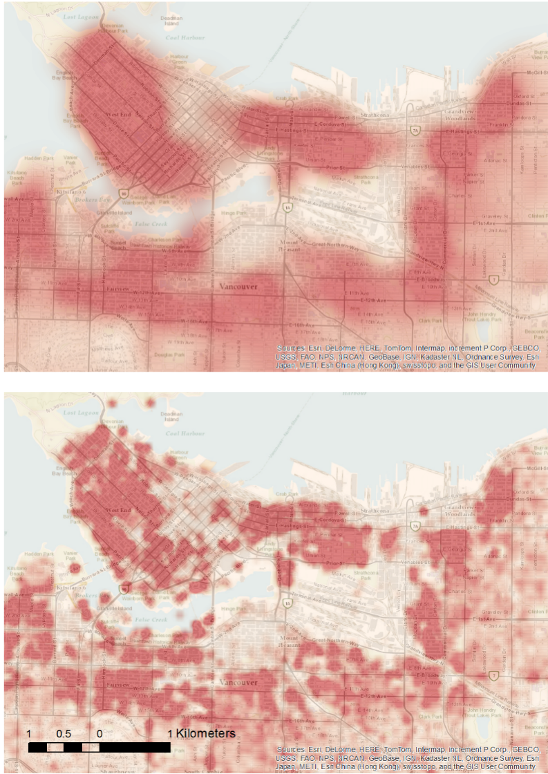 Crime density at different resolutions