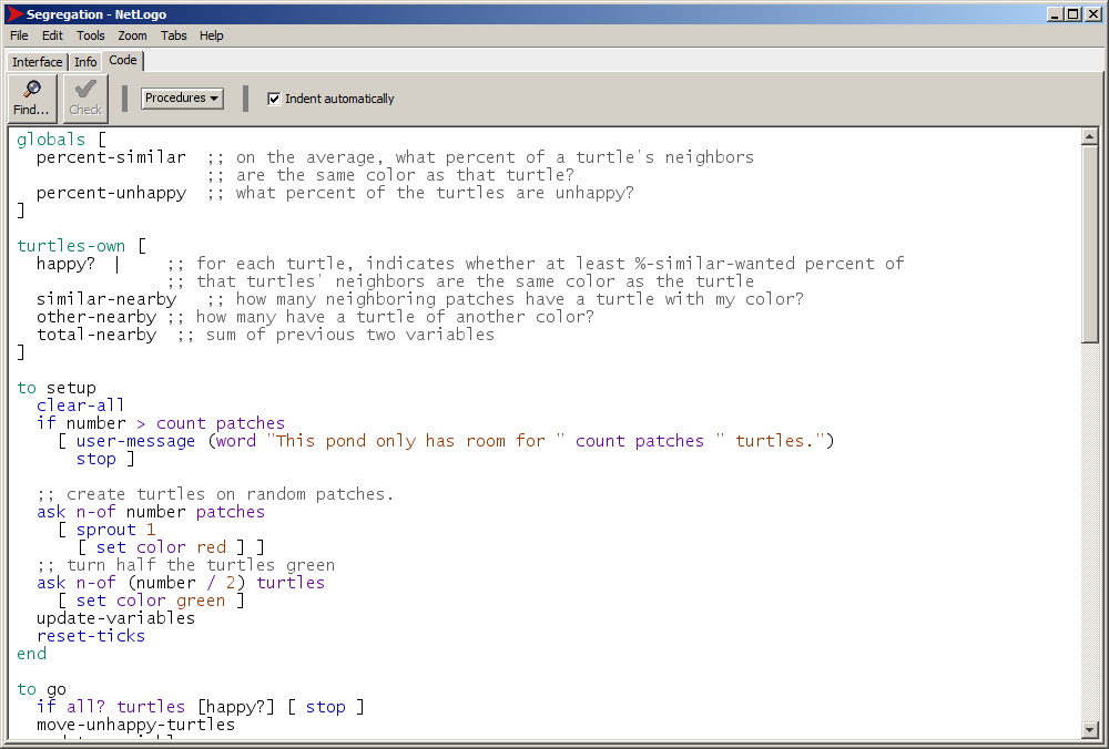 NetLogo code tab