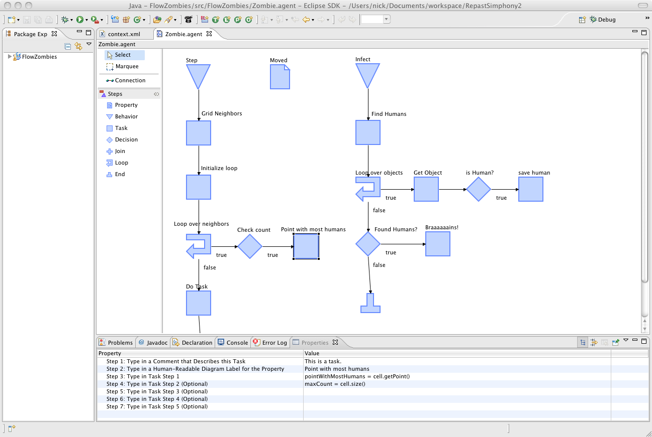 Repast behaviour editor