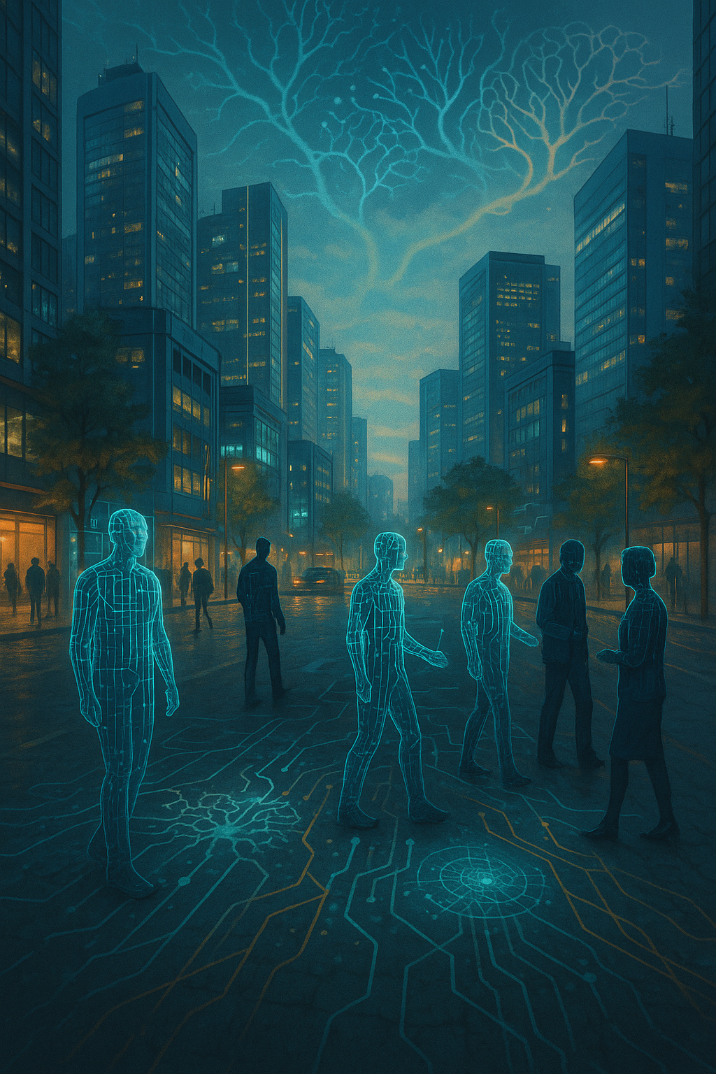Conceptual LLM ABM city image, from chatgpt