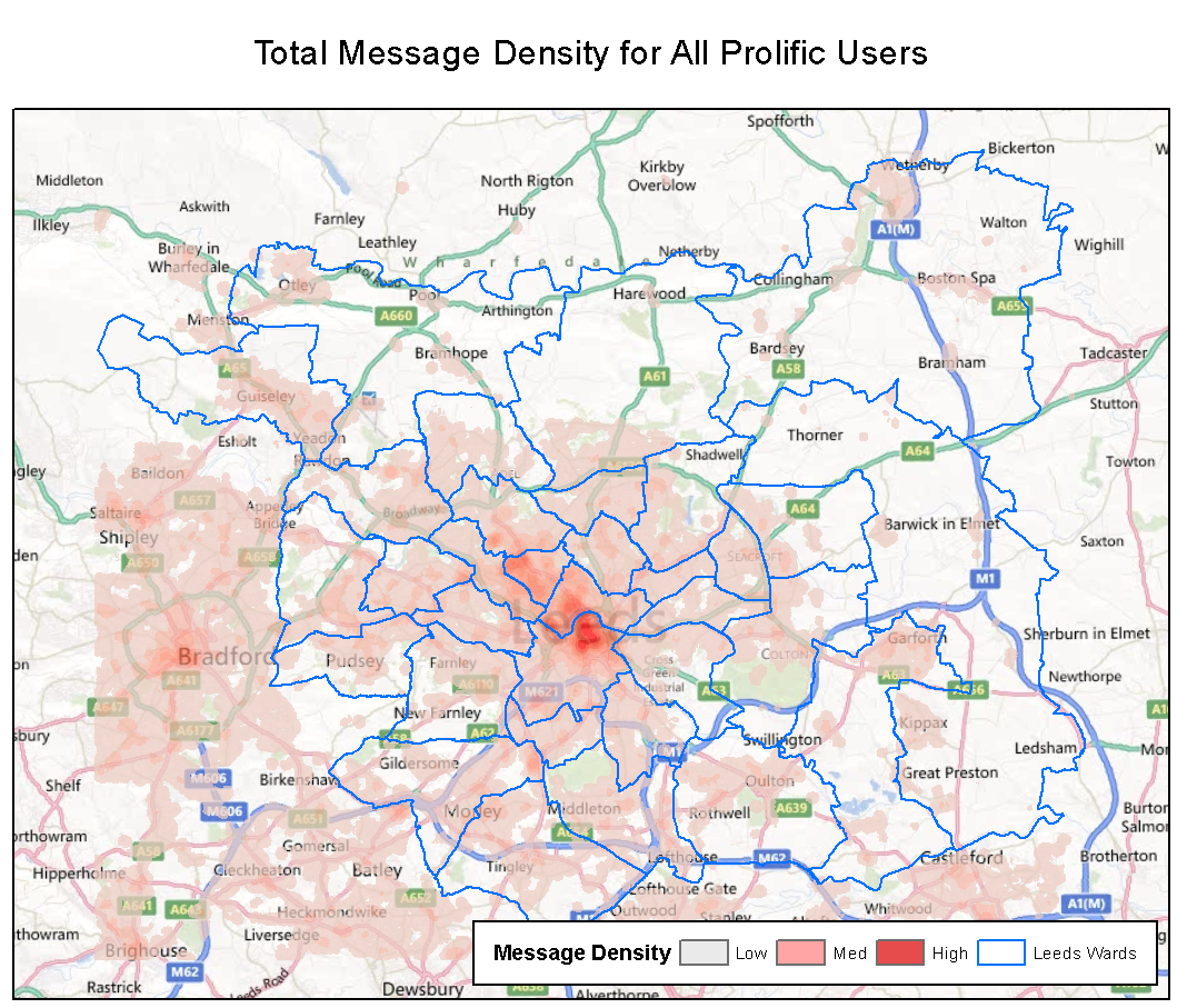Total message density for all prolific users